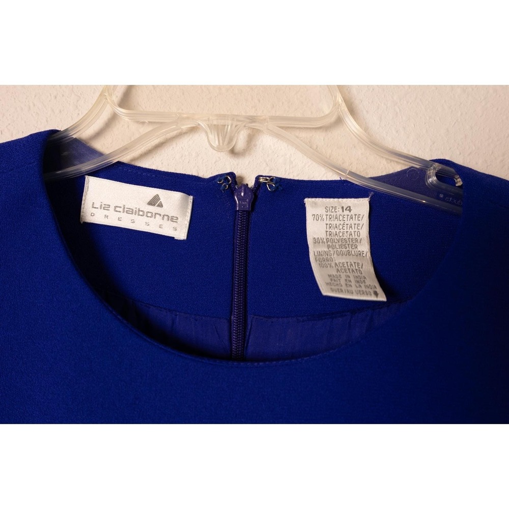 Vintage 90s Deadstock NWT Liz Claiborne Sheath‎ Dress Womens 14 Blue Career Wear - Picture 2 of 9